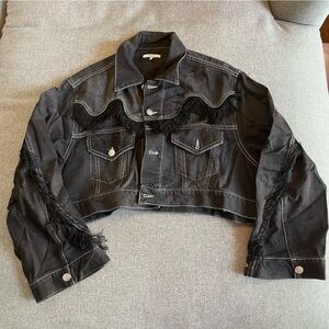 Ganni fringe denim cropped jacket
